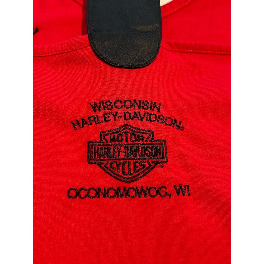 Harley Davidson Deep V-Neck Satin Racerback Tank Top Red & Black Large NWT - Picture 8 of 9